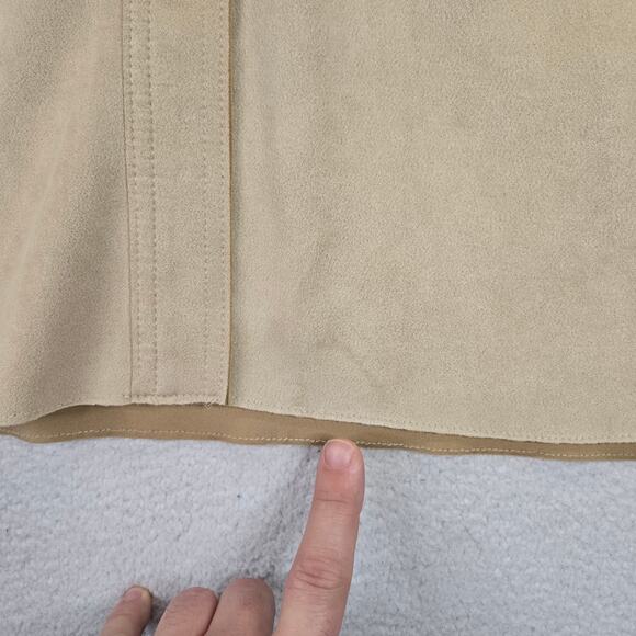 Zara Oversized Jacket Womens M Faux Suede Snap Front Tan/Beige Shacket - Picture 12 of 12